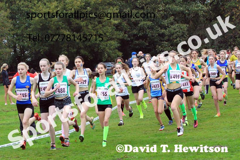 Girls Under-13s, 2022 National Cross Country Relays, Berry Hill Park, Mansfield.  Photo: David T. Hewitson/Sports for All Pics